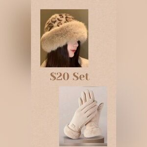 Elegant cheetah pattern Hat and Glove Set